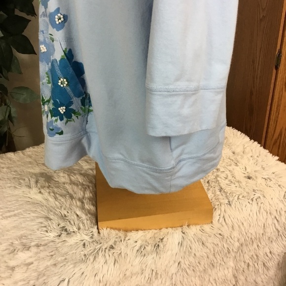 Sport Savvy 3X powder blue floral 3/4 sleeve zip up kangaroo style pocke… - Picture 13 of 14